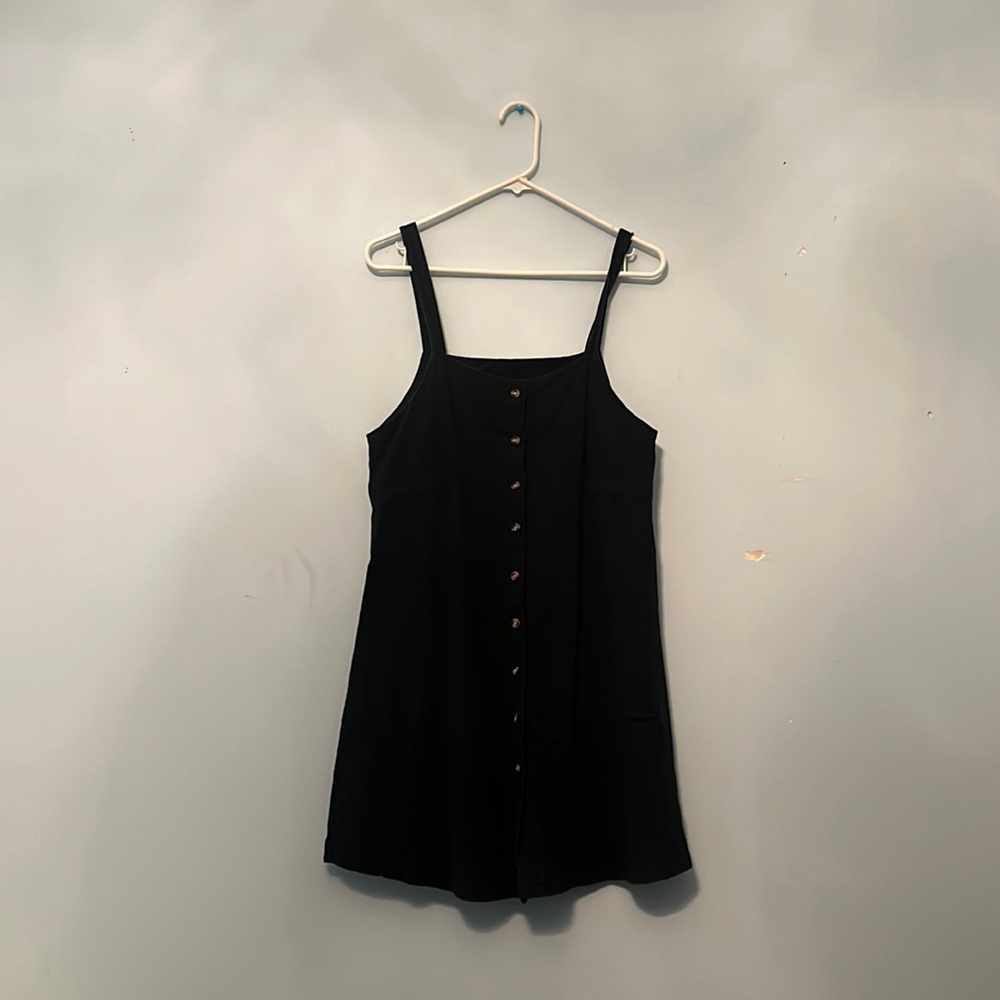 Korean Black Button Down Layering Dress